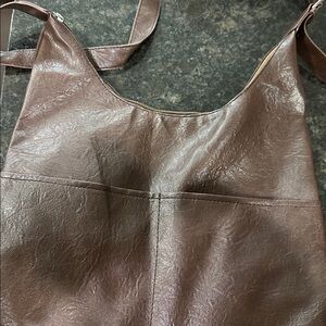 Brown Faux Leather Shoulder Bag